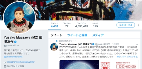 ZOZOTOWN前澤社長、ツイートが世界記録達成　「1800万RTされたらナゲット1年無料」のRT数を破る