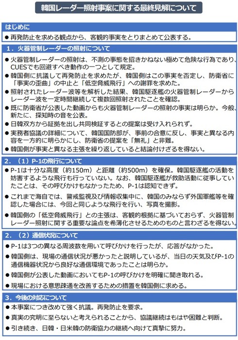 防衛省　レーダー照射