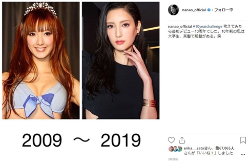 菜々緒 女子大生 10年前 10YearChallenge 茶髪 ぱっつん