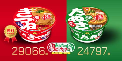 赤いきつね 緑のたぬき 食べ比べ バトル 投票 赤いたぬきうどん