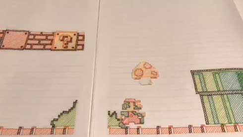 ノート マリオ 手描き ストップモーション アニメーション コマ撮り