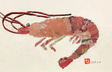 エビのちぎり絵