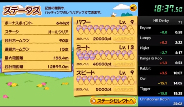 くまのプーさんのホームランダービー rta 世界記録