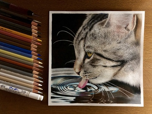絵だと認識できない」「写真みたい」 18歳が色鉛筆で描いた