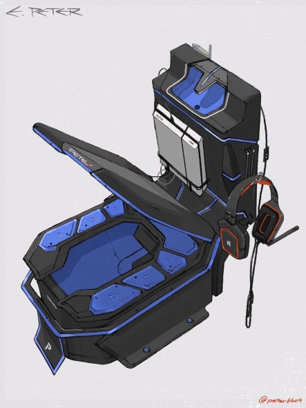 ゲーミングトイレ 絵を描くPETER イラスト