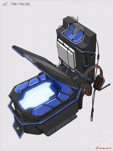 ゲーミングトイレ 絵を描くPETER イラスト