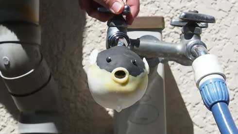 不遇 水を吐く フグ 蛇口 作ってみた 作り方
