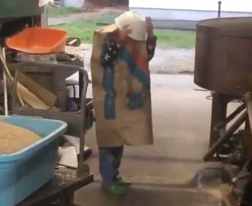 紙袋 餌袋 マン かぶる 子ども エサ袋 雷 反応 頭隠す かわいい 牛