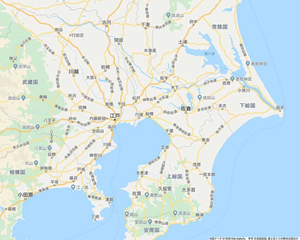 「江戸時代にもしGoogleマップがあったら」　1840年ごろの東京周辺地図をGoogleマップ風に再現