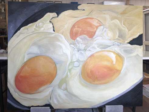 目玉焼き 絵 おいしそう 油絵 リアル