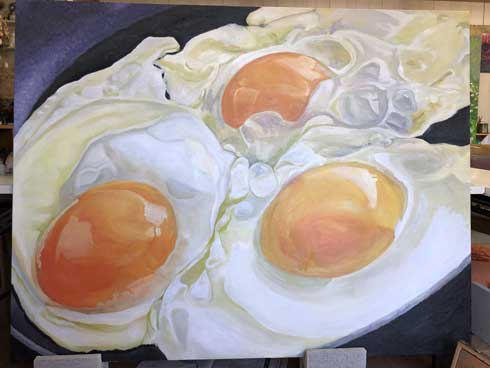 目玉焼き 絵 おいしそう 油絵 リアル