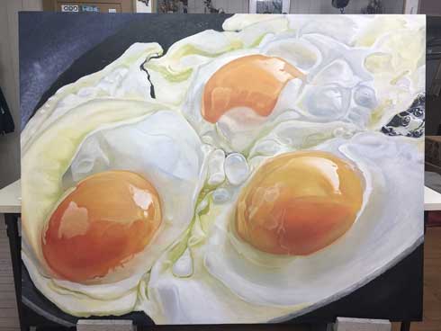 目玉焼き 絵 おいしそう 油絵 リアル