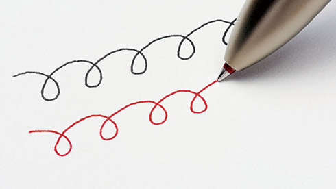 ボールペンで書いたところ