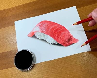 色鉛筆で描いたカブトムシ