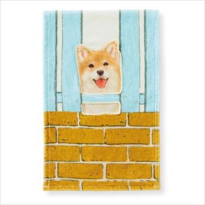 すき間からのぞく柴犬タオル