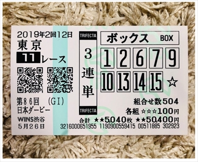 JOY 日本ダービー 競馬 結婚 ロジャーバローズ オッズ 3連単 馬券