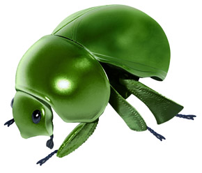 広がった緑のマンマルコガネ