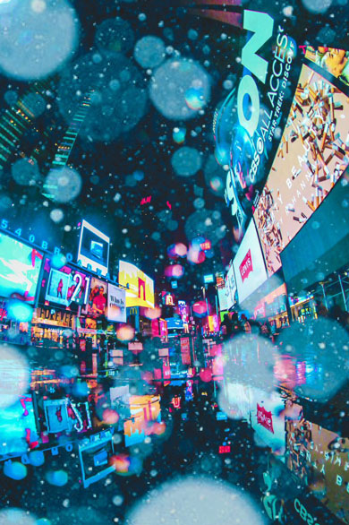 雨 撮影 NY 写真 ニューヨーク 夜 ネオン 幻想的