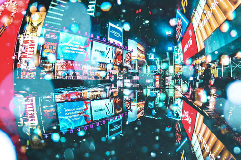 雨 撮影 NY 写真 ニューヨーク 夜 ネオン 幻想的