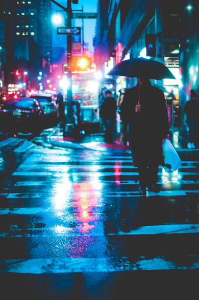 雨 撮影 NY 写真 ニューヨーク 夜 ネオン 幻想的