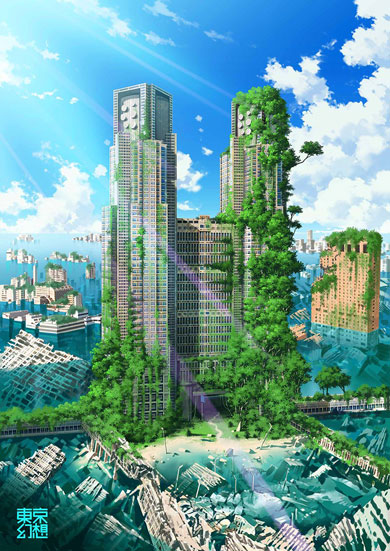 荒廃都市　絵画　タペストリー　イラスト画 荒廃都市 絵画 タペストリー イラスト画