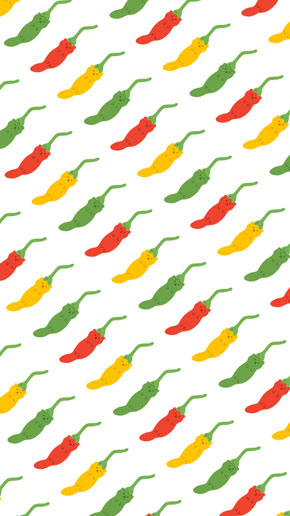 唐辛子 みせかけて ハブ対マングース 柄 壁紙 イラスト shimizu だまし絵 デザイン