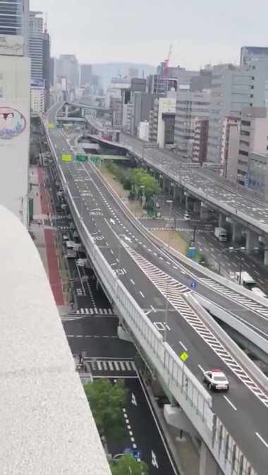 阪神高速 無人 クルマ 走ってない G20 大阪サミット 規制 通行止め