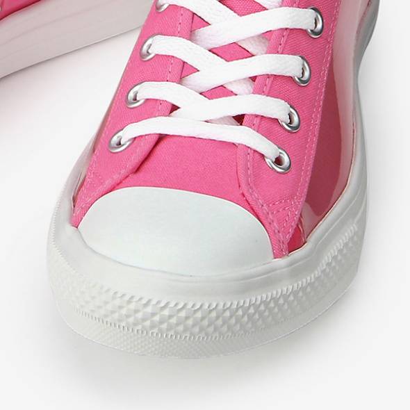 「オールスター ライト  クリアマテリアル HI」ピンクつま先部分