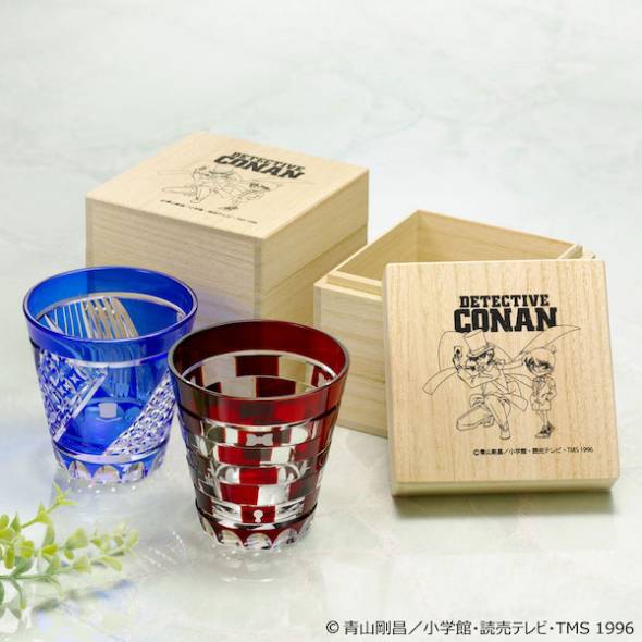 「名探偵コナン 江戸切子グラス」高級桐箱イメージ