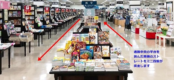 ジュンク堂でミニ四駆走らせてみる