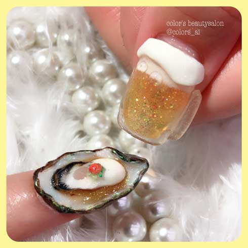 牡蠣ネイル 生牡蠣 color’s リアル 爪 アート