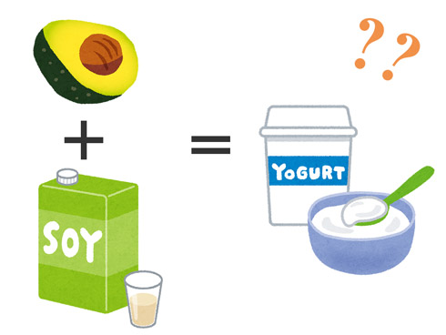 アボカドと豆乳とヨーグルトのイラスト