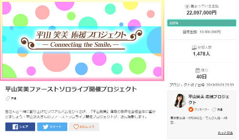 平山笑美 声優 クラウドファンディング