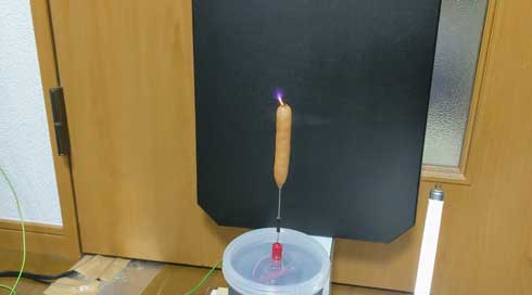 家庭的 テスラコイル 料理 ソーセージ ウインナー 放電 きょうの料理