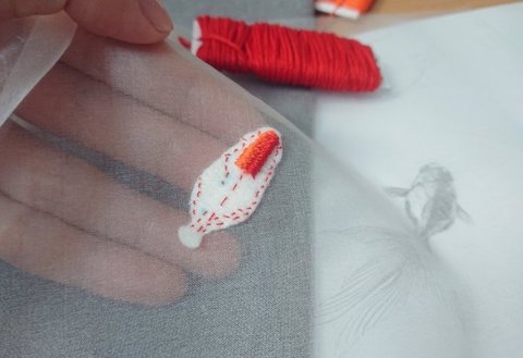 金魚の刺繍