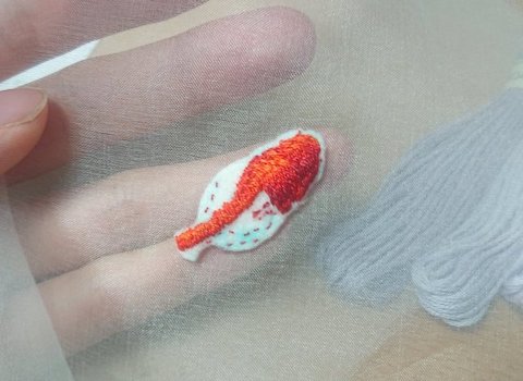 金魚の刺繍