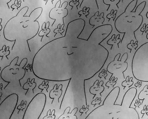 高校生 病んでて描きまくってた うさぎ 親 ハンカチ 刺しゅう イラスト 絵 かわいい 中毒性