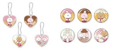 （左）メモリアルアクリルマグネット（ランダム8種）／500円、（右）メモリアルアクリルコースター（うさまる、くまさん計6種）／350円