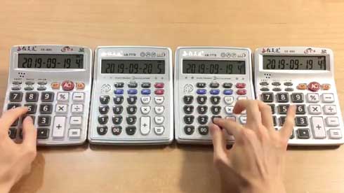 電卓 4台 ゼルダの伝説 メインテーマ 演奏 あたりめ