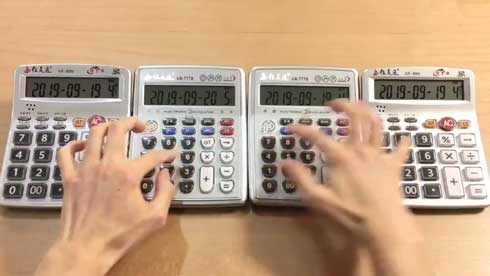 電卓 4台 ゼルダの伝説 メインテーマ 演奏 あたりめ