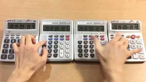 電卓 4台 ゼルダの伝説 メインテーマ 演奏 あたりめ