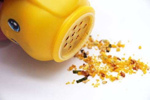 ミニサイズでふりかけるところ