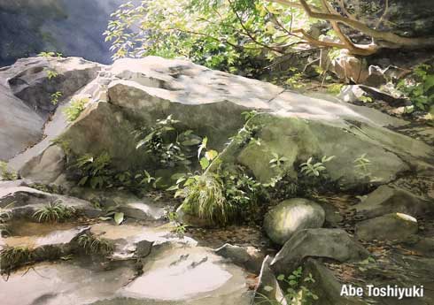 透明 水彩画 あべとしゆき 風景 リアル 写実的 絵 自然