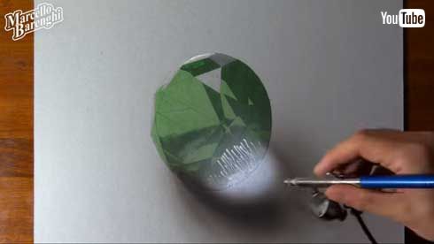 エメラルド 絵 リアル 制作過程 Marcello Barenghi イタリア アーティスト YouTube