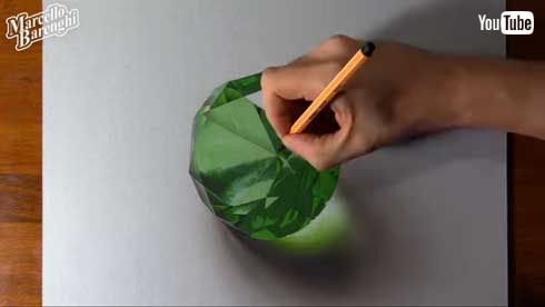 エメラルド 絵 リアル 制作過程 Marcello Barenghi イタリア アーティスト YouTube