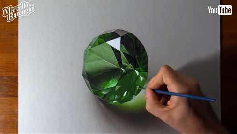 エメラルド 絵 リアル 制作過程 Marcello Barenghi イタリア アーティスト YouTube