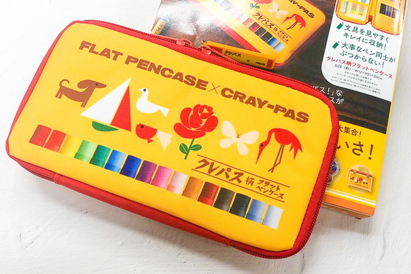 クレパス柄フラットペンケース