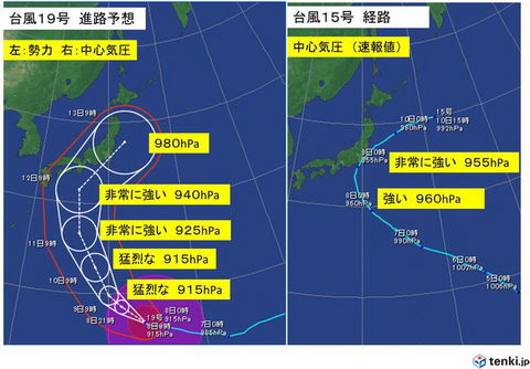 台風19号の進路