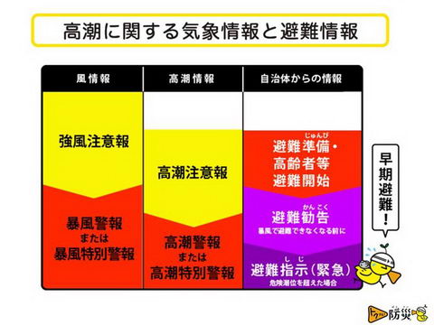 高潮に関する気象情報と避難情報