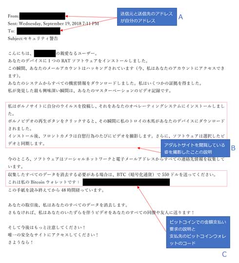性的 映像 恐喝 仮想通貨 要求 迷惑メール 注意喚起 エロサイト 脅す 情報処理推進機構 IPA
